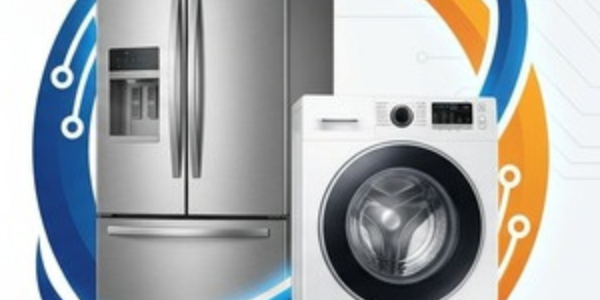 Fond hero SENELECTRODAKAR - réfrigérateur et machine à laver, sans texte