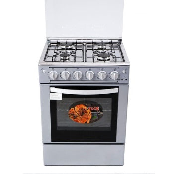 Cuisinière Astech 4FEUX 60X60 A Gaz avec Four A Gaz Inox Mis CSI60MS