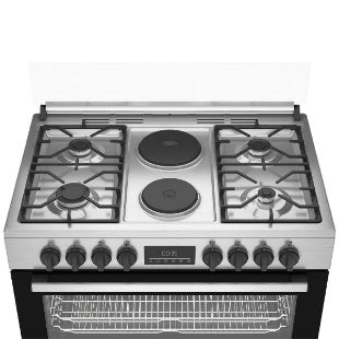 Cuisinière Beko 6FEUX 90X60 A Gaz + 2 Plaques de Cuisson Inox BGM21225EX